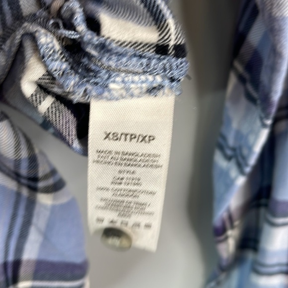 GARAGE Boyfriend Fit Plaid Brushed Cotton Shirt Blues Long Sleeve Button Up XS - Picture 10 of 13